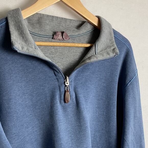 Johnston & Murphy Reversible Blue/Gray 1/4 Zip Preppy Mens XXL Pullover - Picture 3 of 9